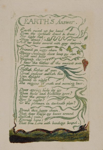 「はじめに」、1794年「Songs of Experience」のプレート33（水彩でレリーフエッチング） 作： William Blake